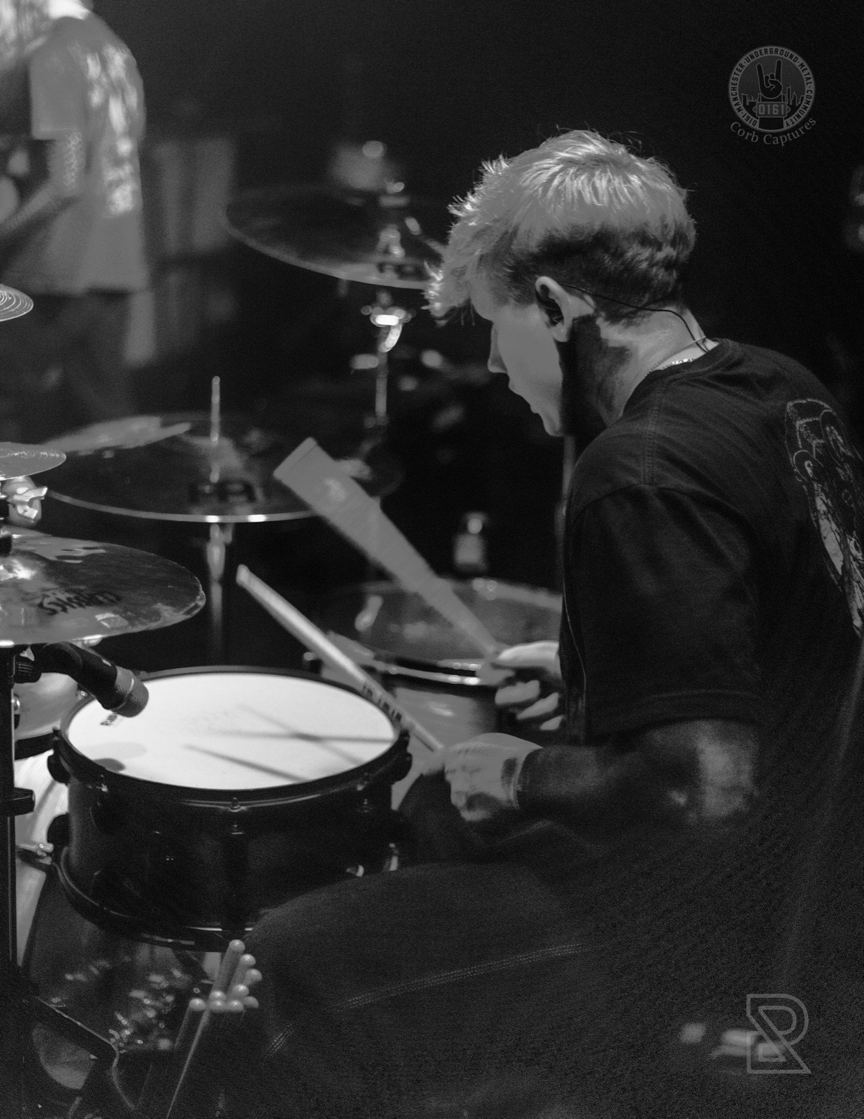 Diggity Glover black and white portrait, performing live